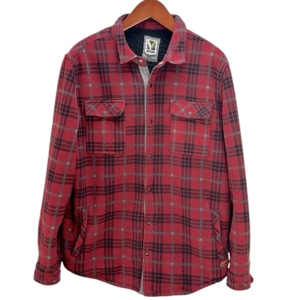 Voyager Plaid‎ Polar Fleece Snap Front Shirt Jacket Shacket XL Workwear Outddor